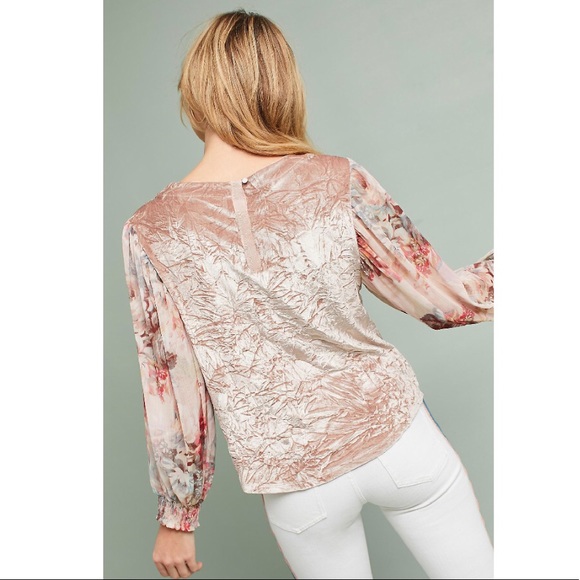 Anthropologie Meadow Rue Velvet Floral Top - I04 - Picture 3 of 8